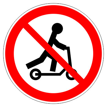 Дорожный знак 3.35 «Движение лиц на средствах  индивидуальной мобильности  запрещено» (металл 0,8 мм, III типоразмер: диаметр 900 мм, С/О пленка: тип А коммерческая)